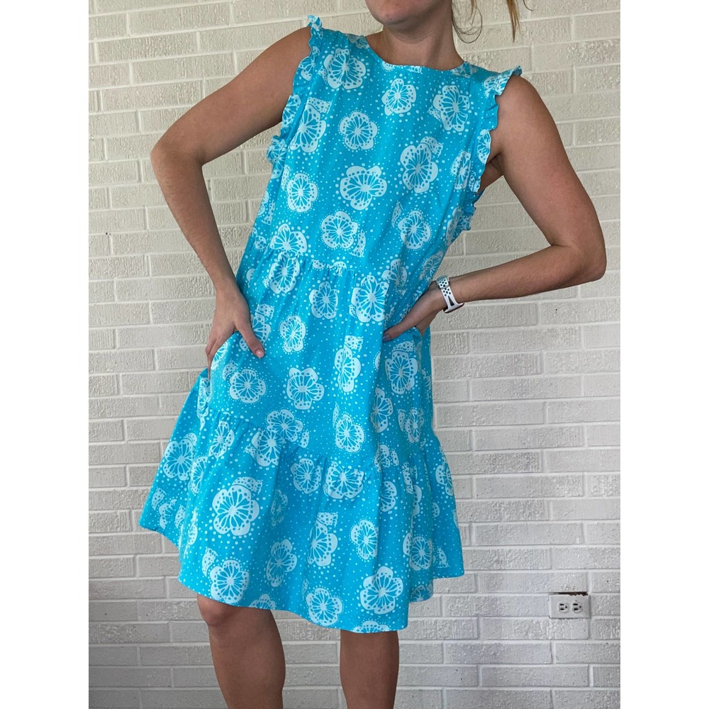 Ann Taylor Blue Ruffled Tiered Sundress